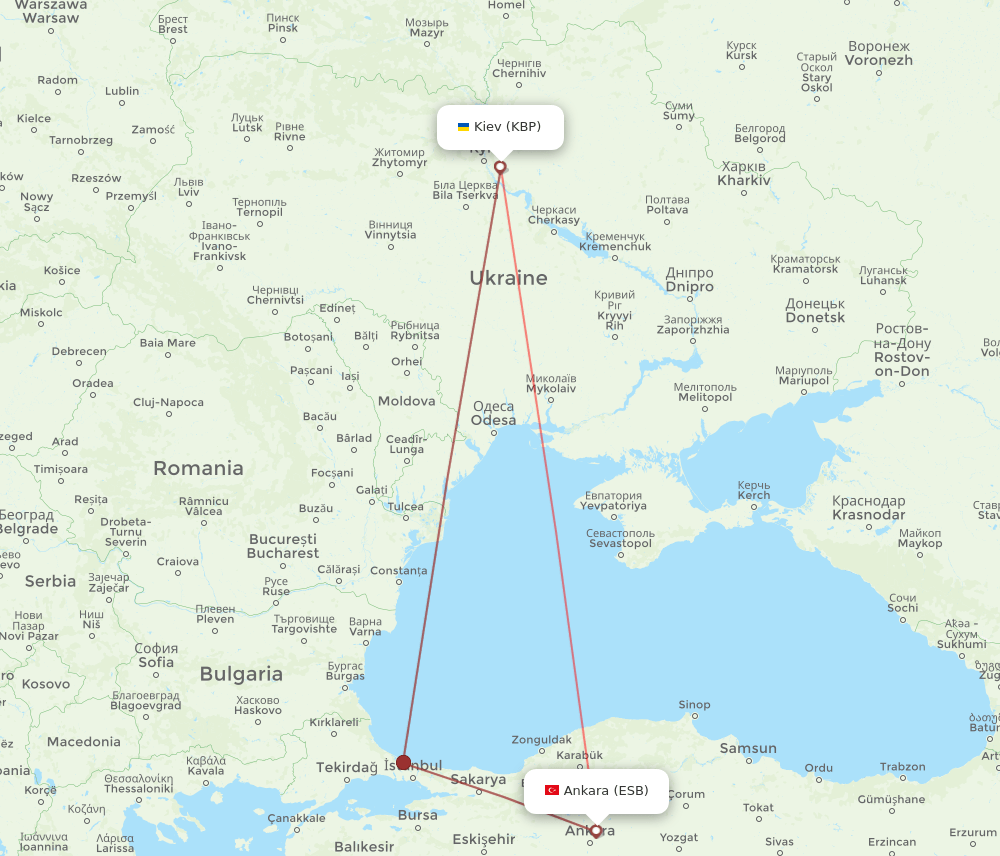 KBP-ESB flight routes