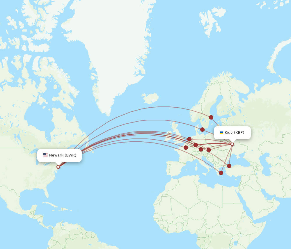 KBP-EWR flight routes