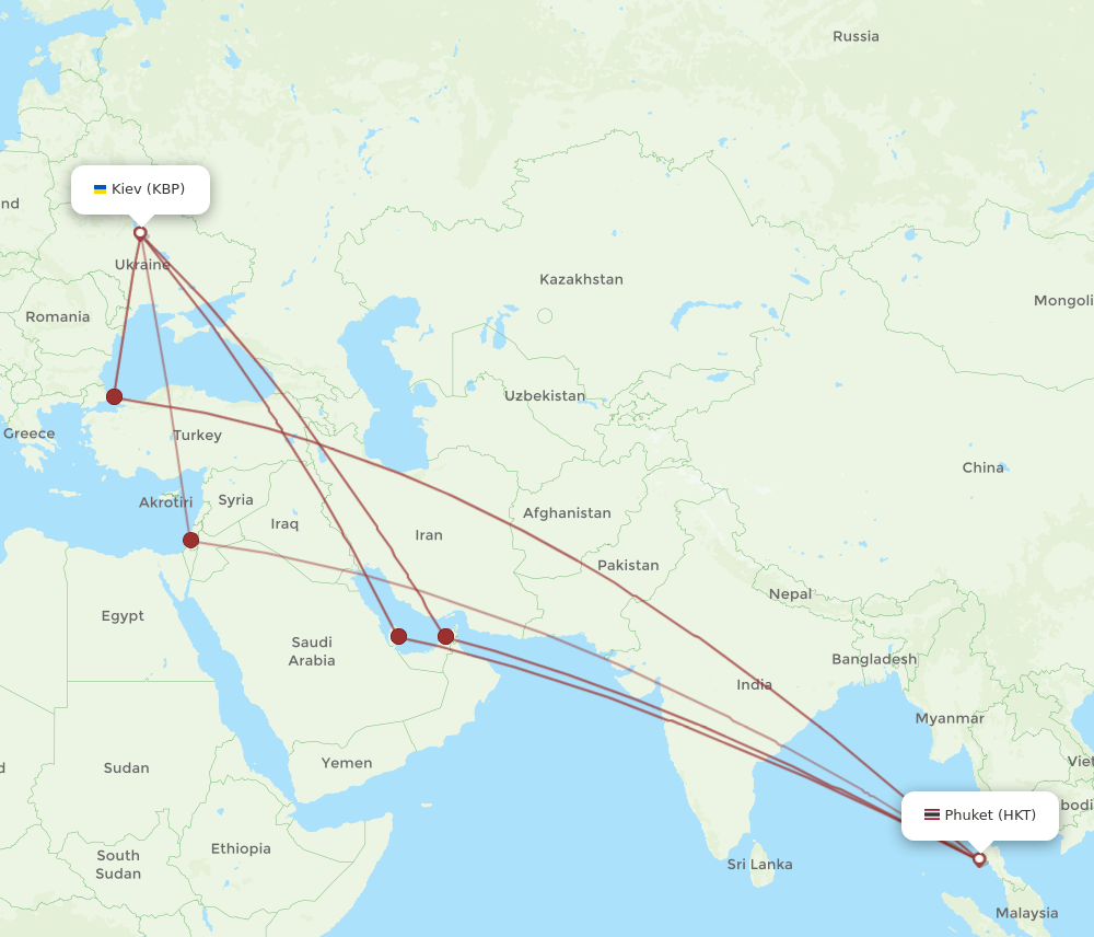 KBP-HKT flight routes