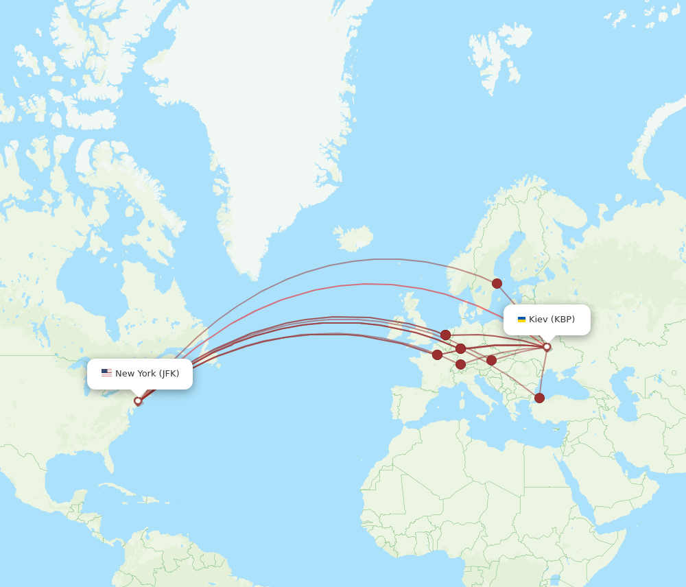 KBP to JFK flights and routes map