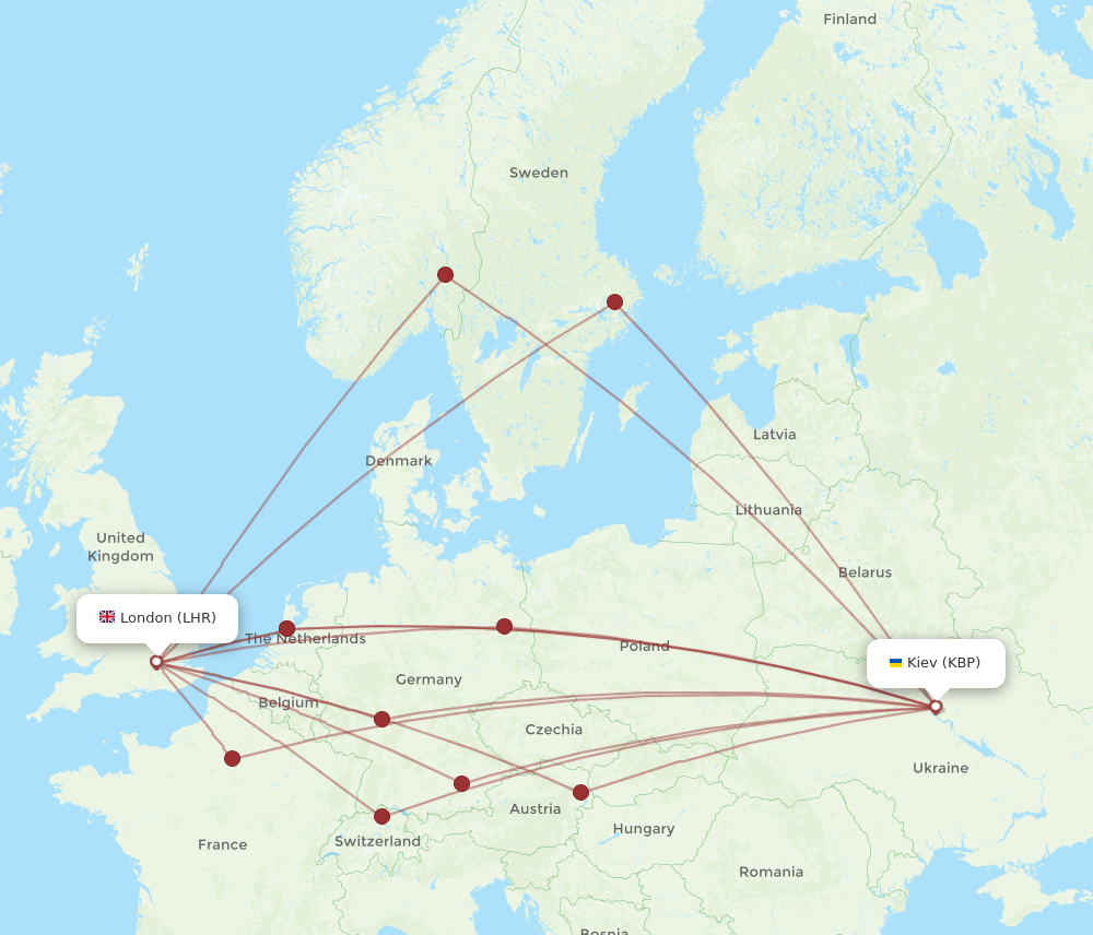 KBP-LHR flight routes
