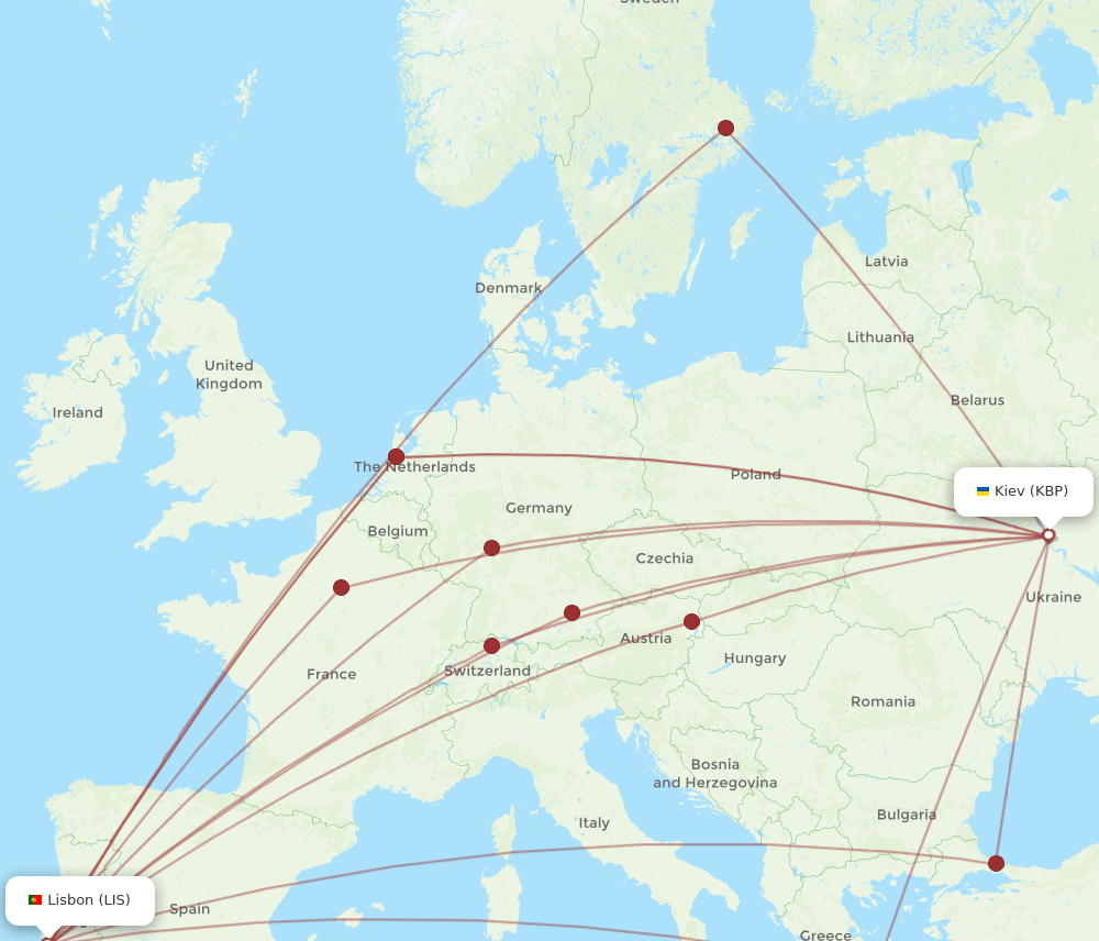 KBP-LIS flight routes