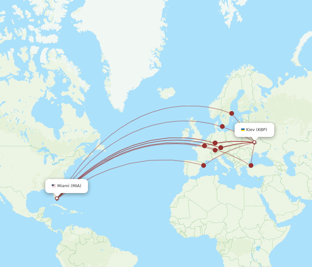 KBP to MIA flights and routes map
