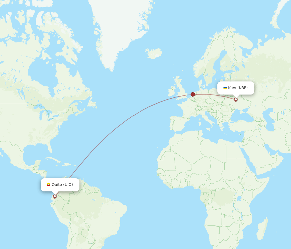 Quito - Kiev/Kyiv route map and flight paths