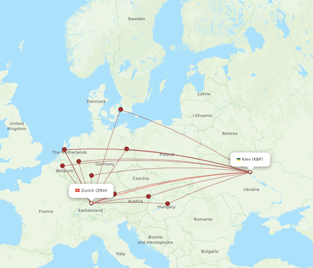 KBP to ZRH flights and routes map