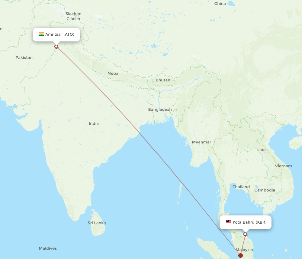 KBR to ATQ flights and routes map