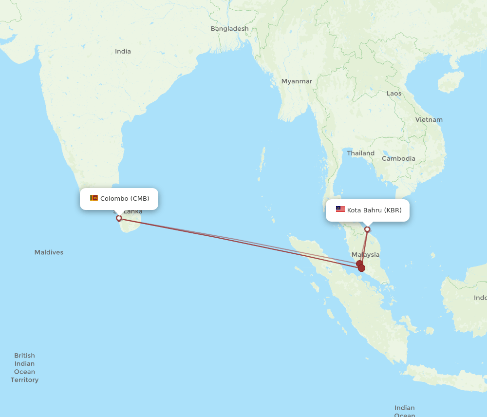 KBR-CMB flight routes