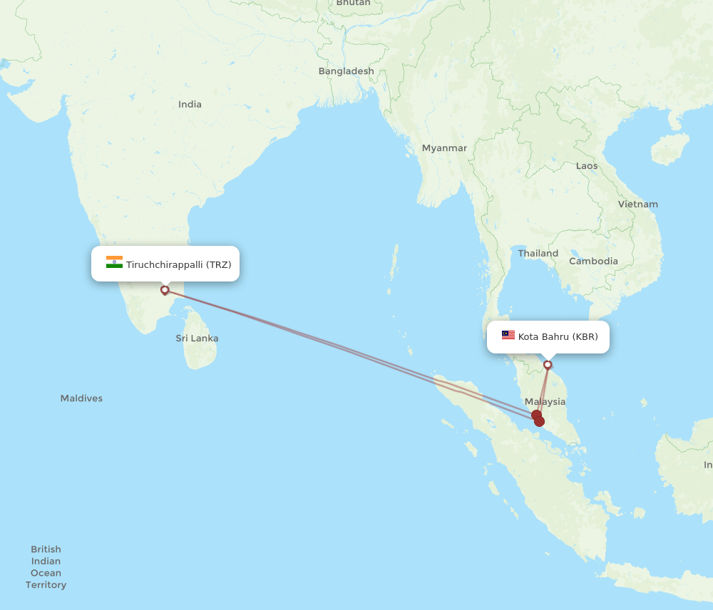 KBR-TRZ flight routes