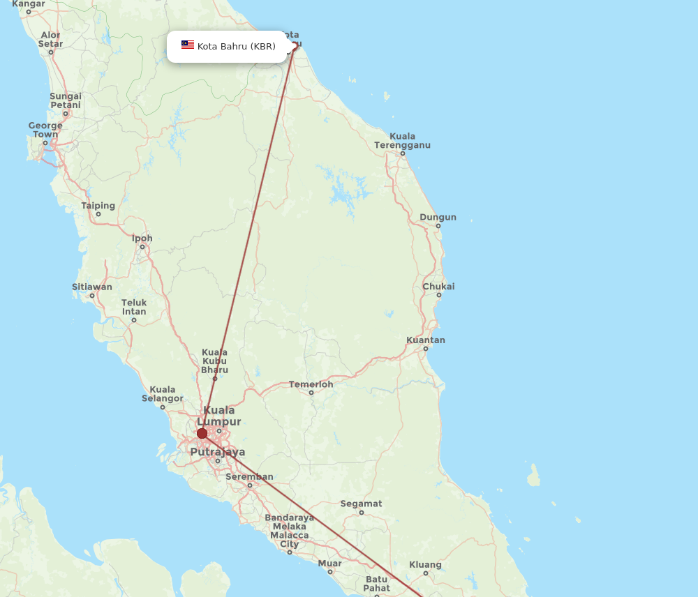 KBR to XSP flights and routes map