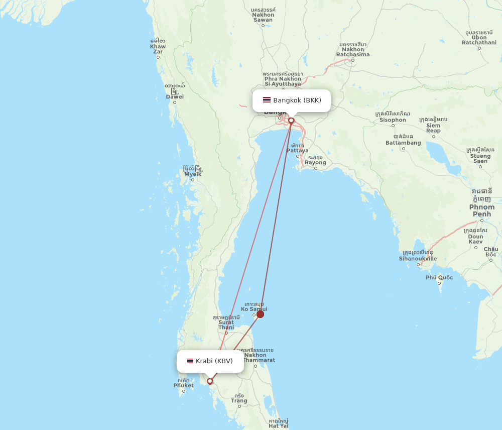 KBV-BKK flight routes