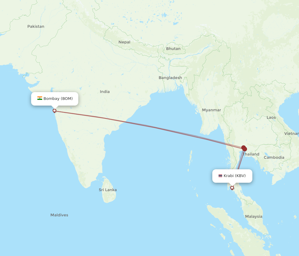 KBV to BOM flights and routes map