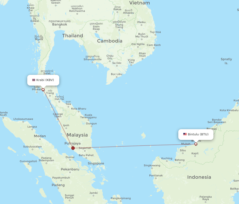 KBV-BTU flight routes