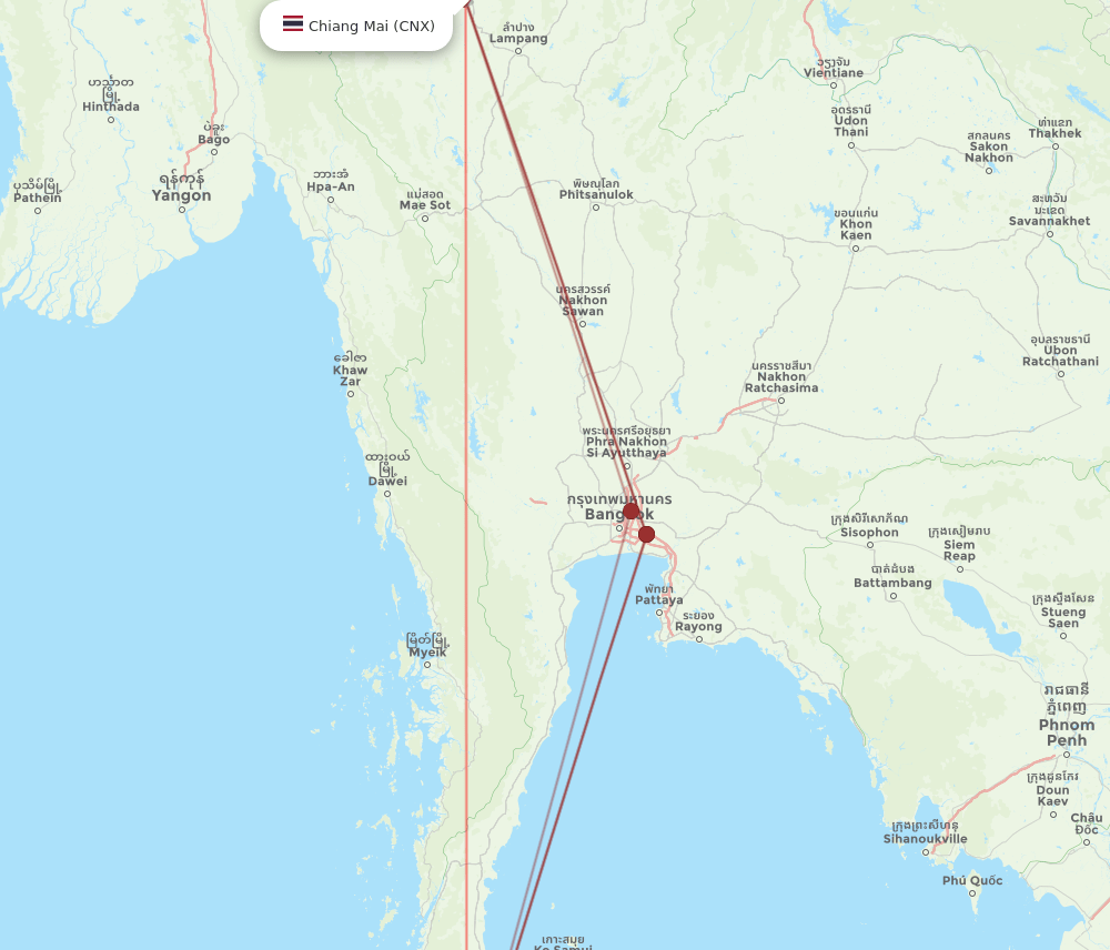 KBV to CNX flights and routes map