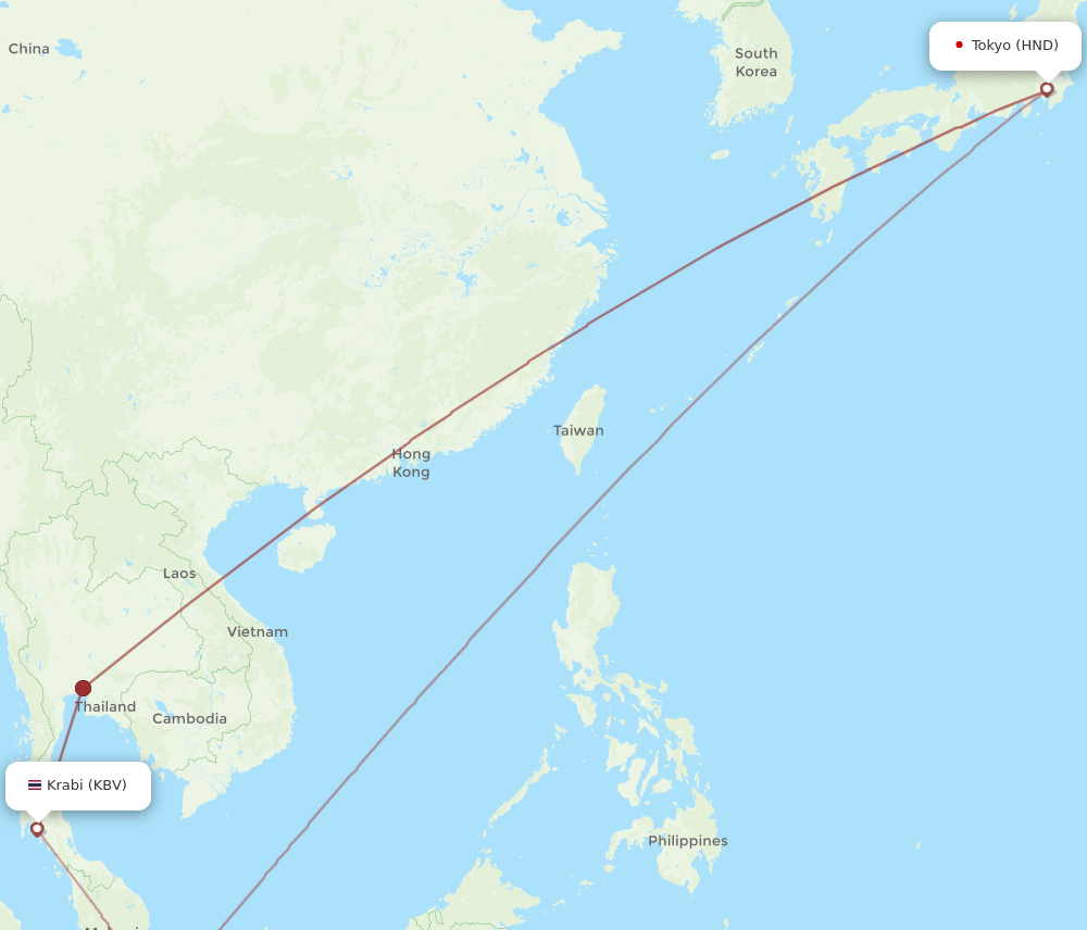 KBV-HND flight routes