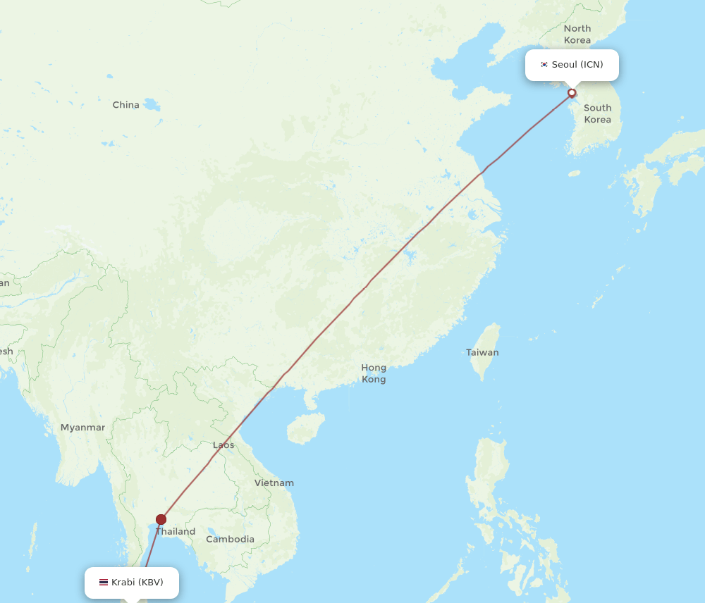 KBV-ICN flight routes