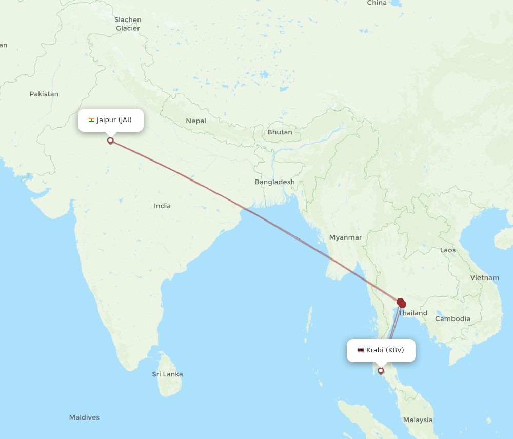 KBV-JAI flight routes