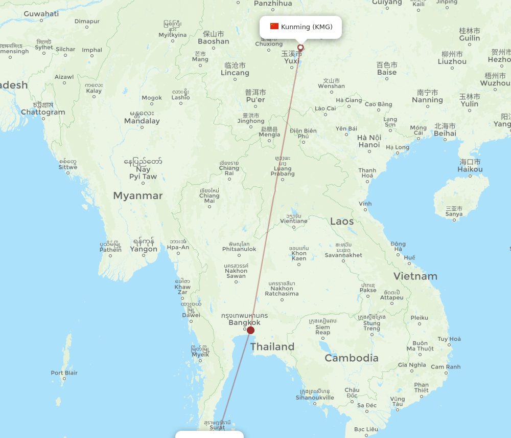 KBV-KMG flight routes