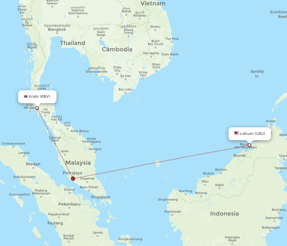 KBV to LBU flights and routes map