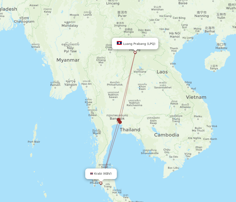KBV-LPQ flight routes