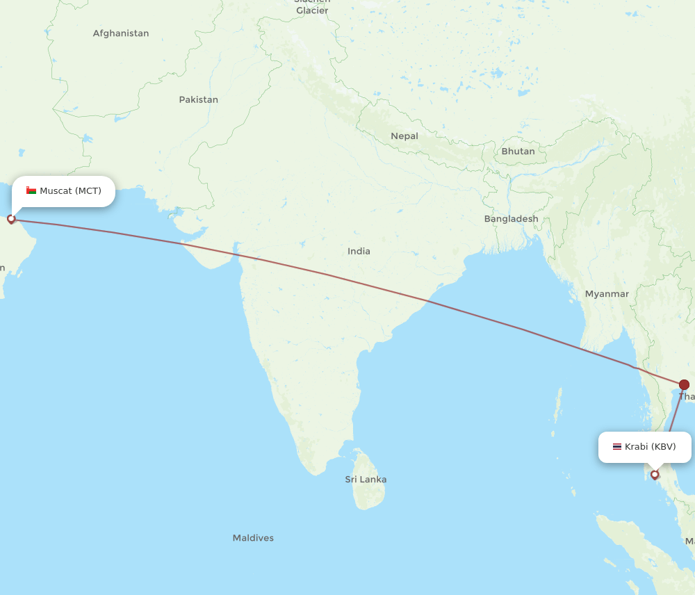 KBV-MCT flight routes