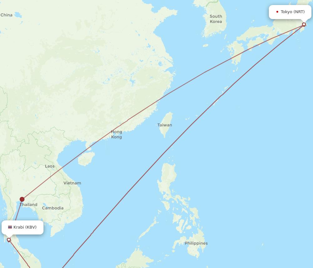 KBV-NRT flight routes