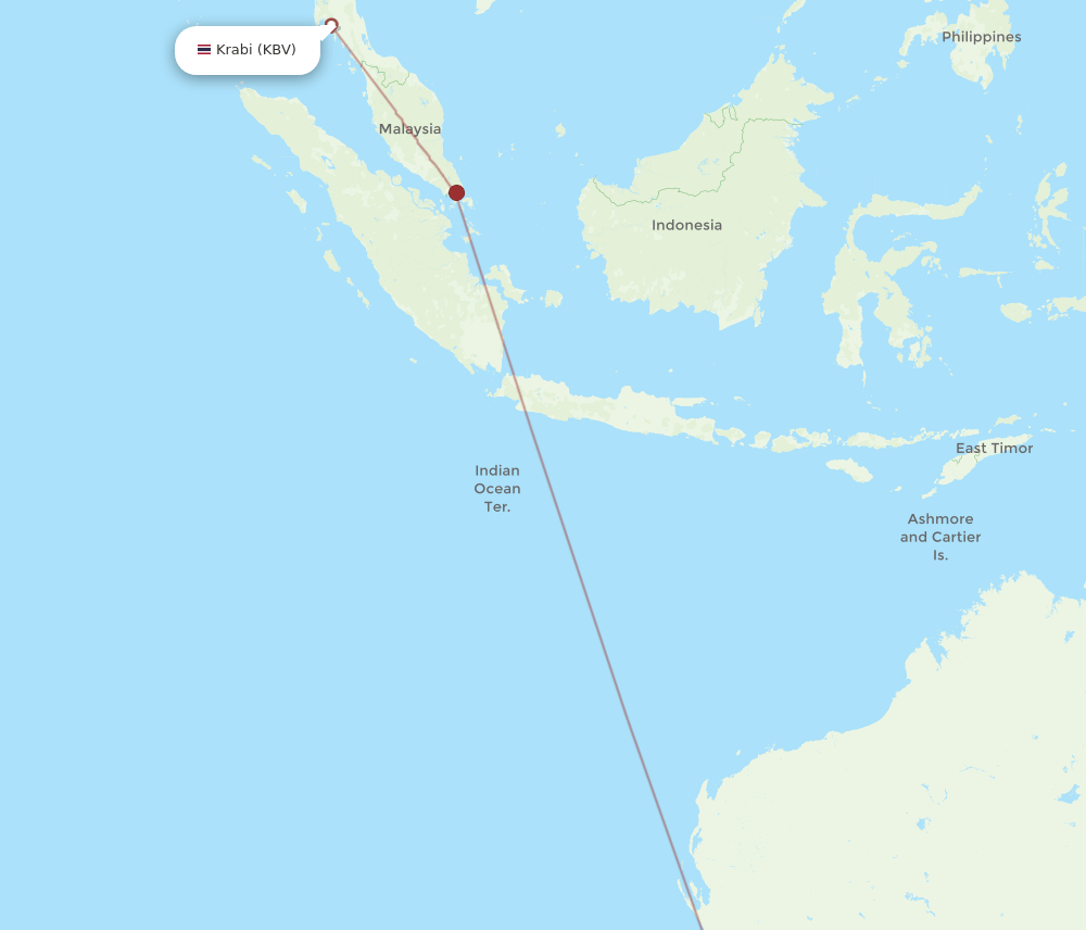KBV-PER flight routes