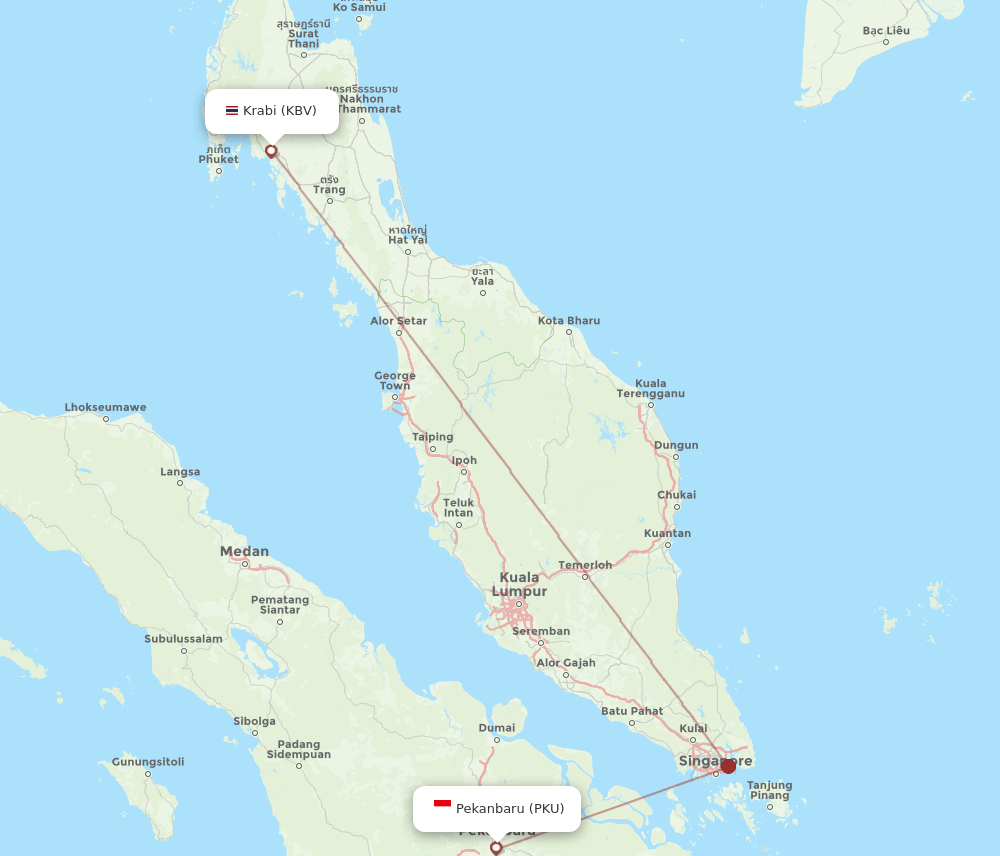 KBV-PKU flight routes