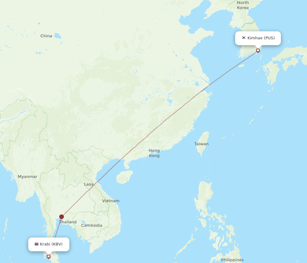 KBV-PUS flight routes