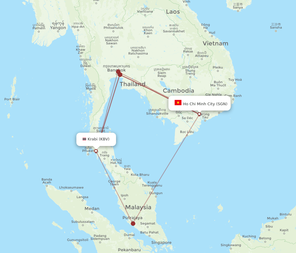 KBV-SGN flight routes