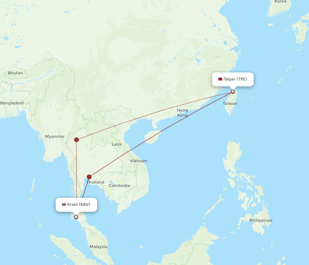 KBV-TPE flight routes