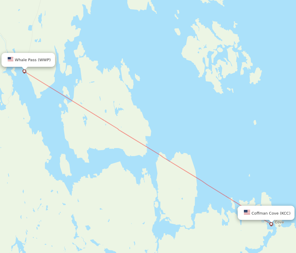 KCC to WWP flights and routes map