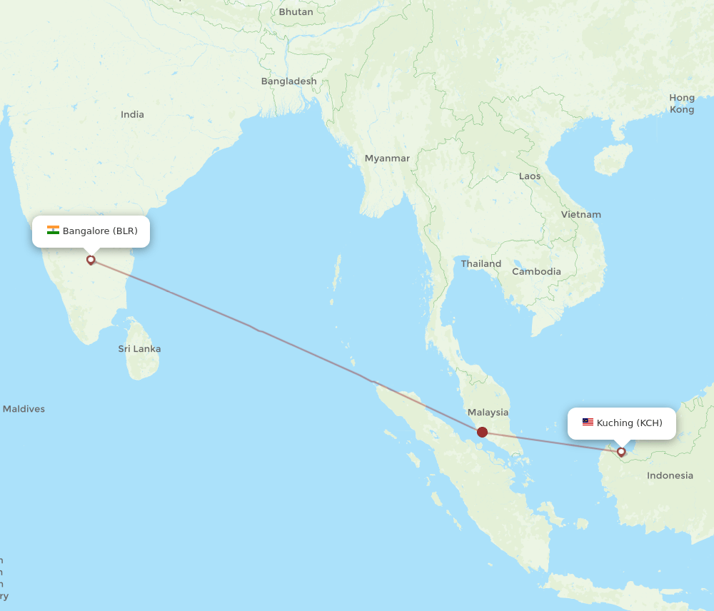 KCH-BLR flight routes