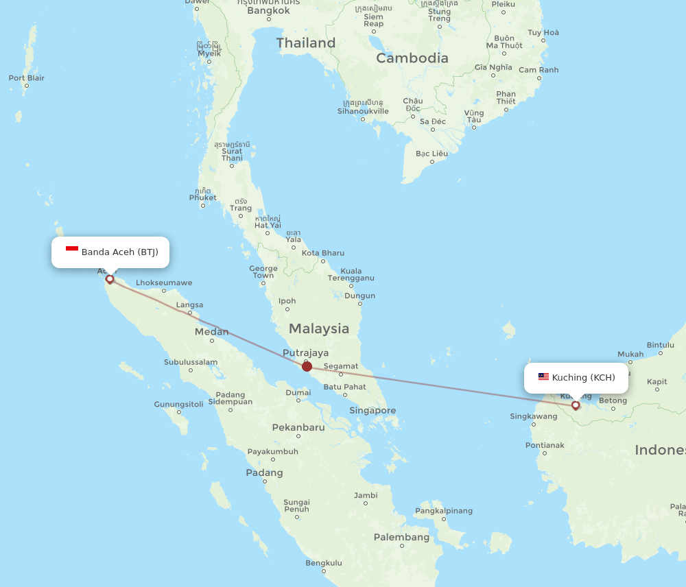 KCH-BTJ flight routes