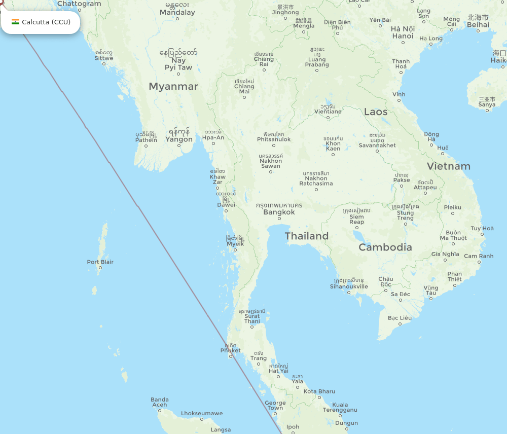 KCH to CCU flights and routes map