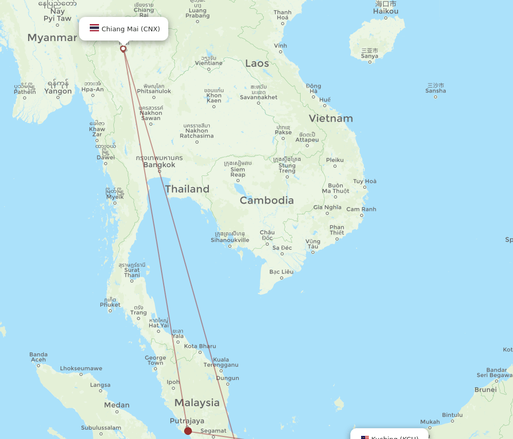 KCH-CNX flight routes
