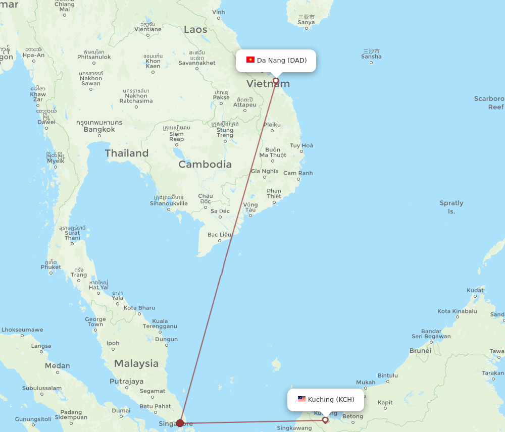 KCH-DAD flight routes