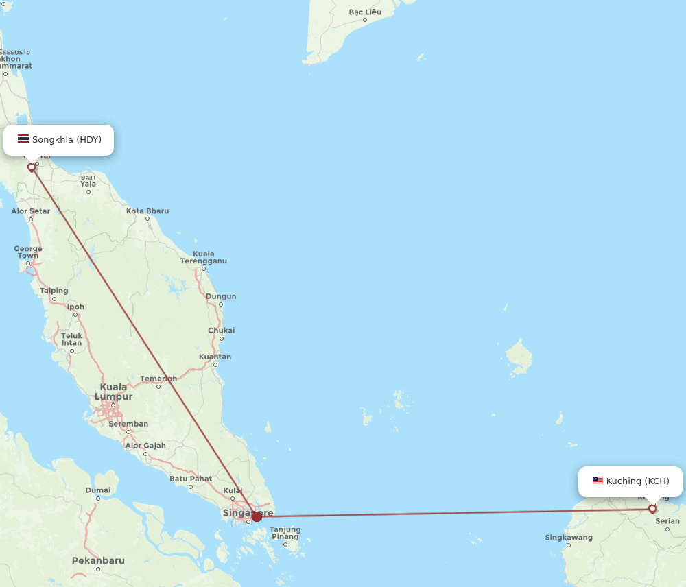 KCH-HDY flight routes