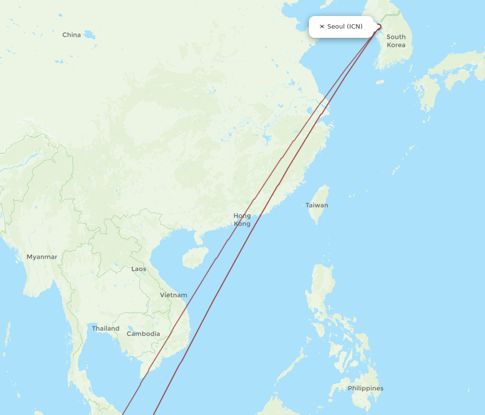 KCH-ICN flight routes