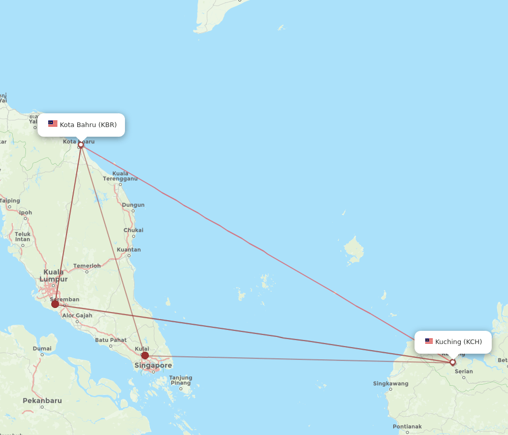 KCH-KBR flight routes