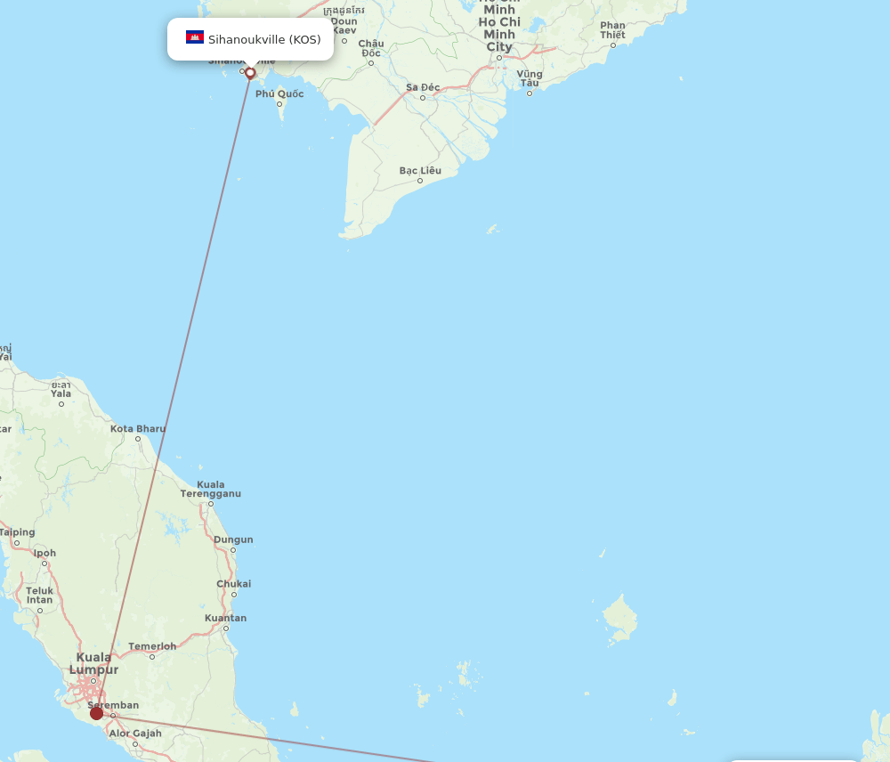 KCH-KOS flight routes