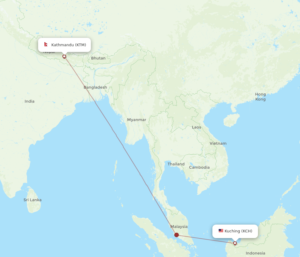 KCH-KTM flight routes