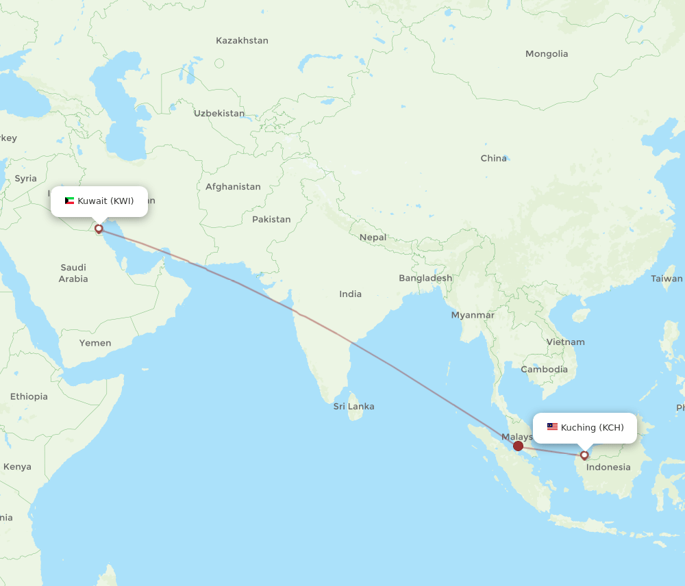 KCH-KWI flight routes