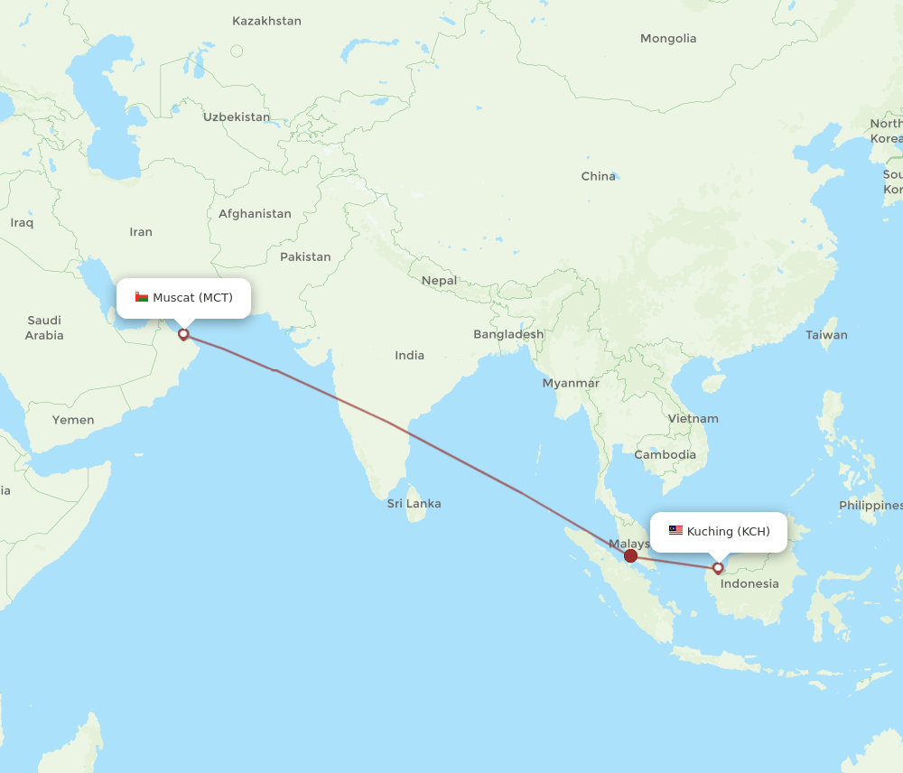 KCH-MCT flight routes