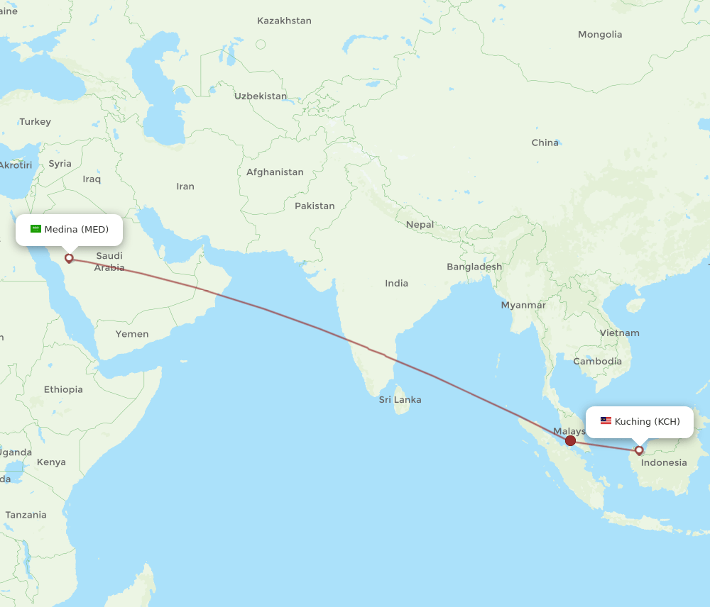 KCH-MED flight routes