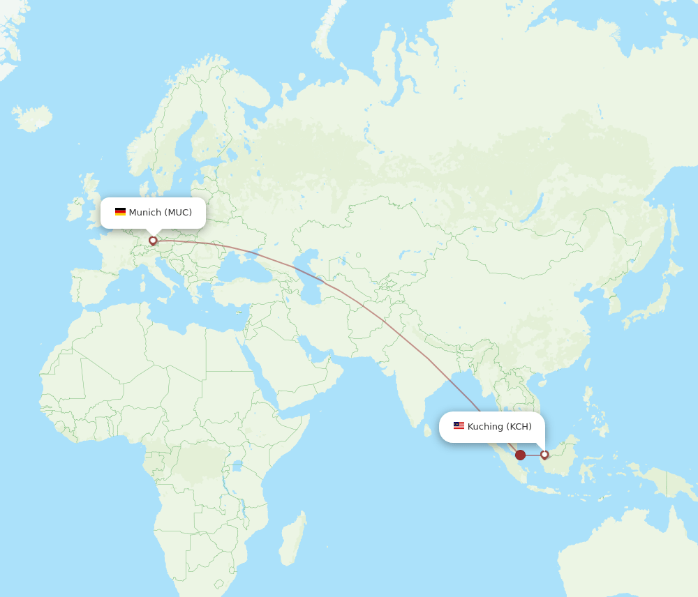 KCH-MUC flight routes