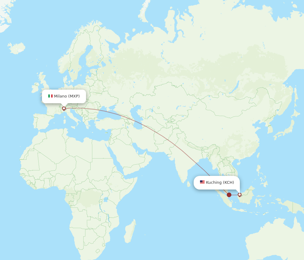 KCH-MXP flight routes