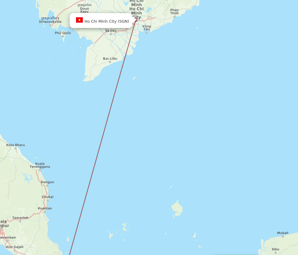 KCH to SGN flights and routes map