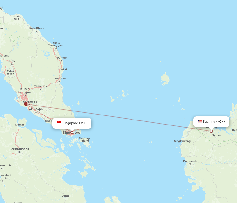 KCH to XSP flights and routes map