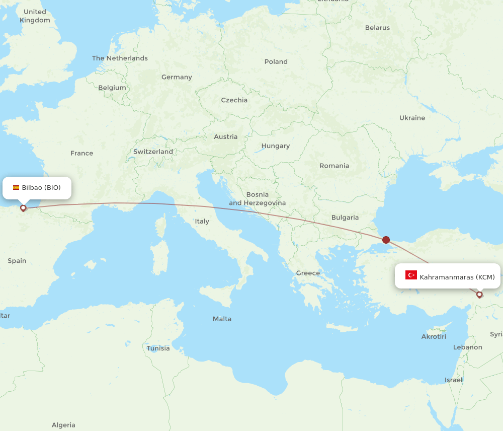 KCM to BIO flights and routes map
