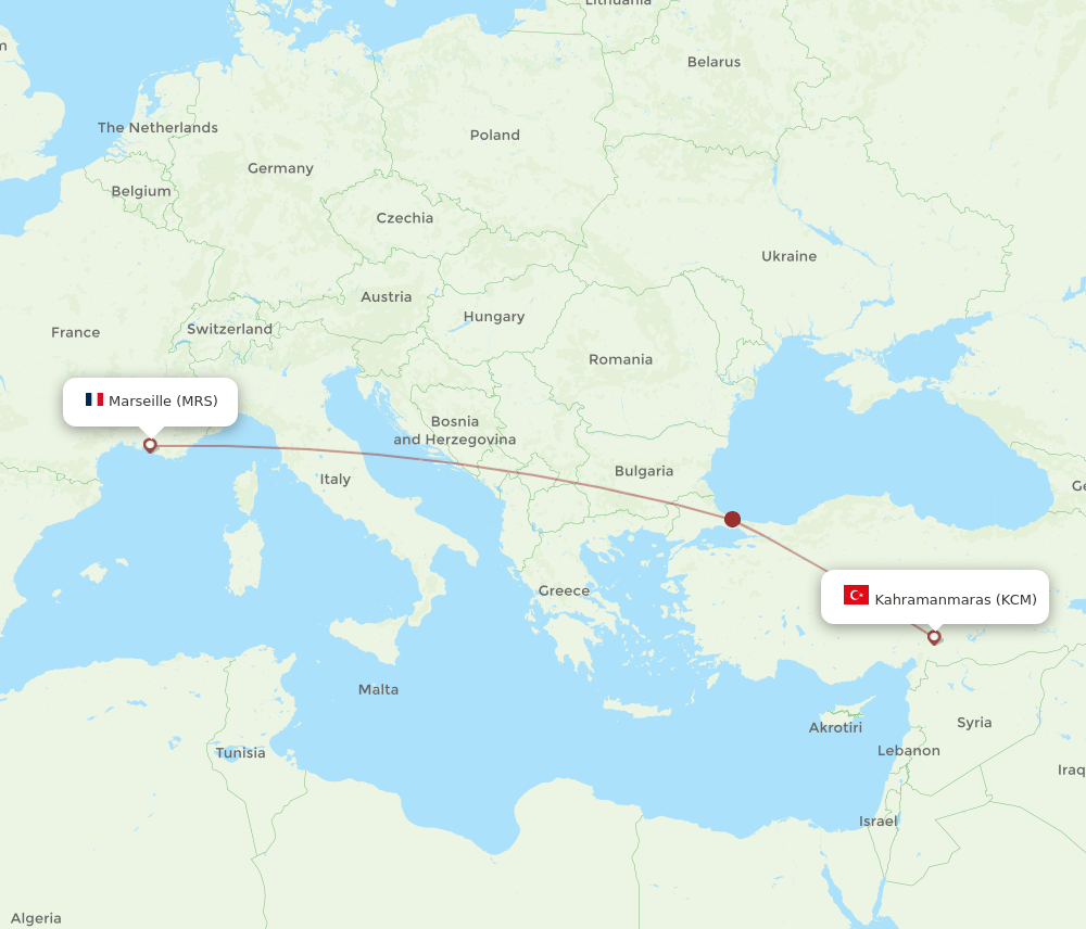 MRS to KCM flights and routes map